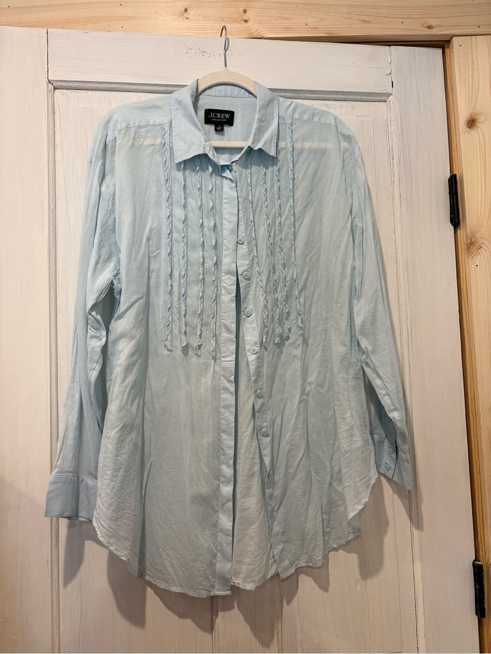 J.Crew sheer Blue Button-Up Shirt